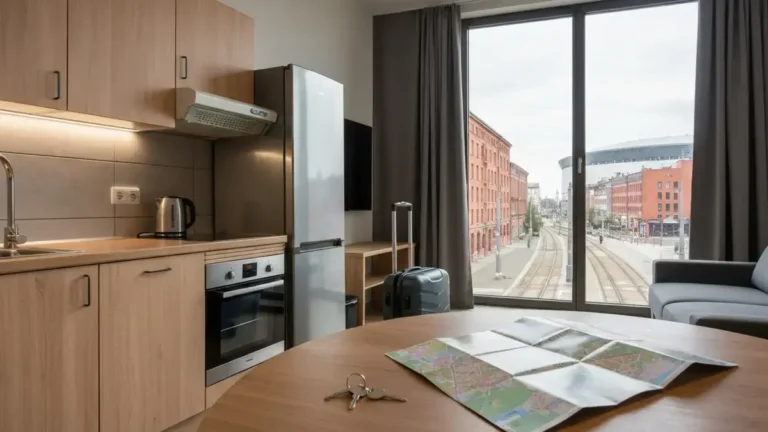 Apartament w centrum Katowic z widokiem na miejski krajobraz i Strefę Kultury
