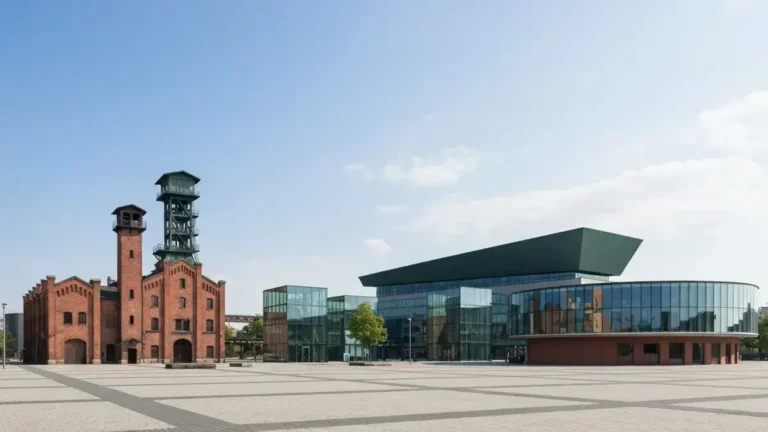 Strefa Kultury w Katowicach z dawną kopalnią, Spodkiem i nowoczesną architekturą