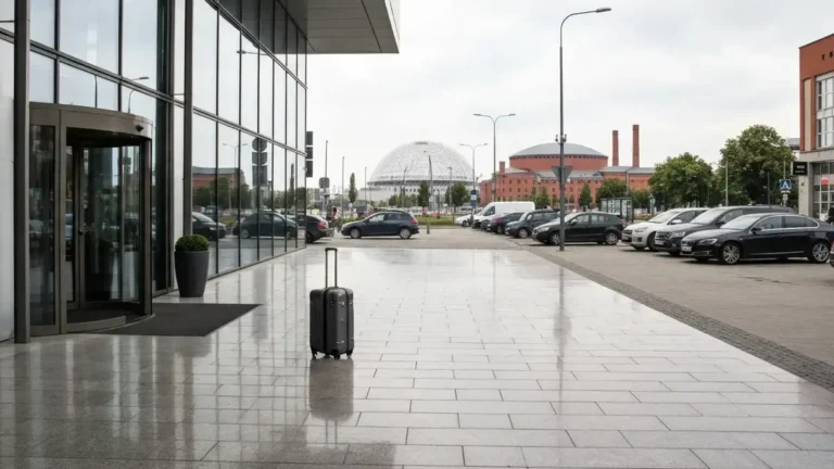 Nowoczesny hotel w centrum Katowic ze Spodkiem i ceglaną architekturą w tle