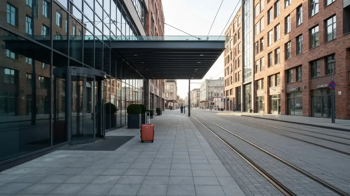 Hotel i walizka w centrum Katowic niedaleko Rynku