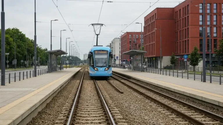 Tramwaj z centrum Katowic jadący w stronę Parku Śląskiego